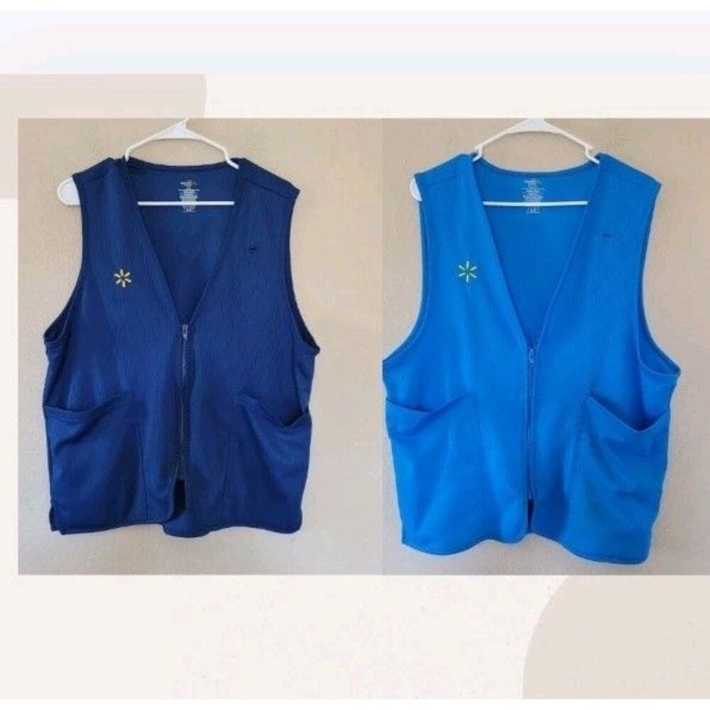 Walmart Happy To Help Proud Associate Employee Uniform Vest Mens Medium Lot of 2